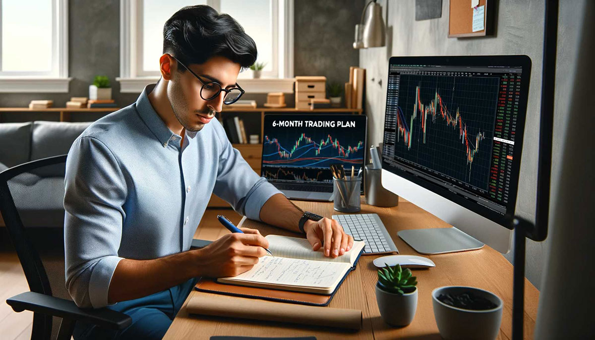 Two men reviewing investment data